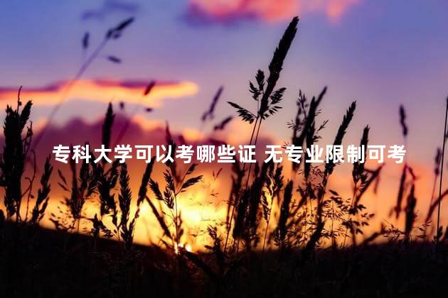 专科大学可以考哪些证 无专业限制可考的证书